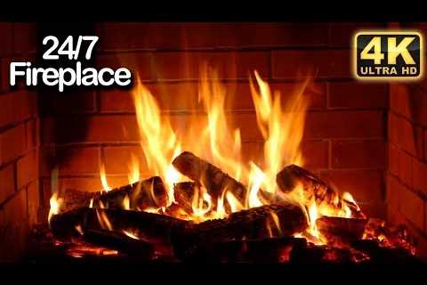 Relaxing Fireplace with Instrumental Christmas Music 24/7 🔥 Fireplace Christmas Music 🎄 Yule Log