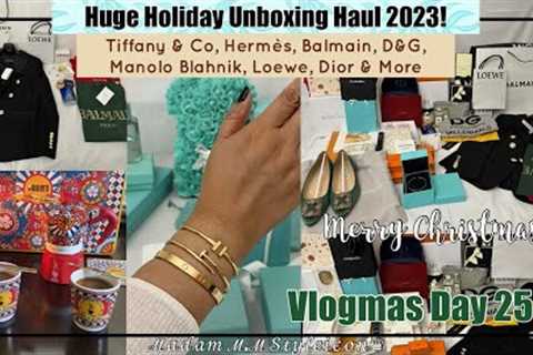 What I Got For Christmas *Huge Unboxing Haul*| Chanel +Festival Of Lights| Vlogmas 2023: Day 25|ℳ.ℳ♛