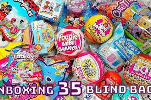 UNBOXING 35 BLIND BAGS! MINI BRANDS! DOORABLES! REAL LITTLES! LOL SURPRISE! DISNEY!!