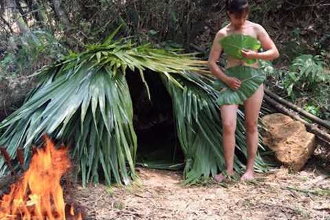 TIMELAPSE: Build a survival shelter with bamboo, Take a bath and cook delicious food