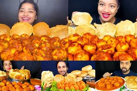 ASMR:EATING *SPICY* 50 EGG MASALA CURRY WITH PURI/LUCHI🔥*HUGE INDIAN MUKBANG SHOW*🤤