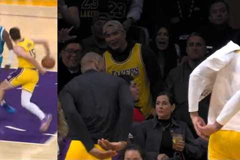 LeBron and Anthony Davis in sync reaction to Austin Reaves behind the back layup 😂