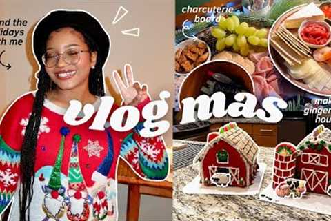 COZY VLOGMAS 🎄: gingerbread houses, holiday blind boxes, opening gifts, celebrating with friends