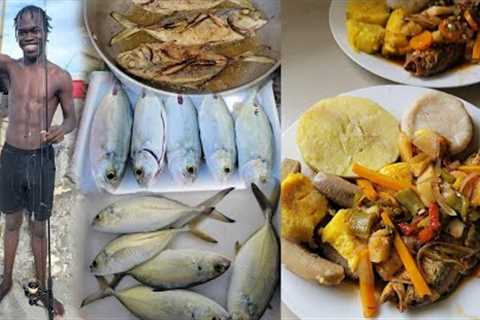 Brown Stew Fish Ñ Dumplings Yam Banana &amp; Sweet Potato | After A Epic Morning of Drop Line..