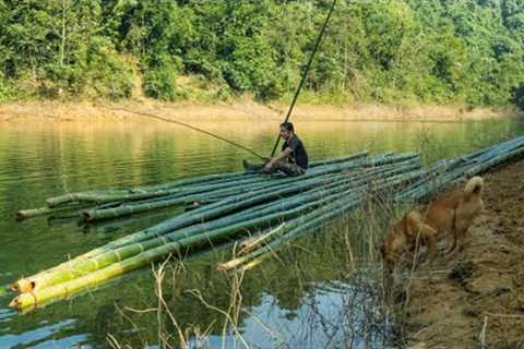 Build a River Shelter: Gather Ingredients, Fish, Catch &amp; Cook | EP.315