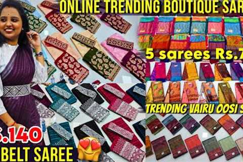 ₹140🔥Pongal Special Trending Combo Sarees💥Buy 5 Rs.700 😍-cheap and best saree shop in chennai