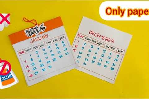 2024 Calendar Making || no glue paper crafts||DIY || calendar making ideas 📆 ||2024🥳