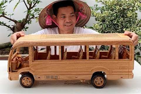 Wood Carving - Manufacturing the Toyota Coaster Mini Bus from Wood - Woodworking Art