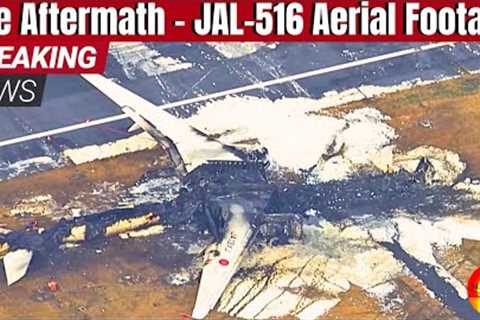 BREAKING: Daylight Aerial Views Of JAL- 516 And Coastguard Aircraft  January 2, 2024 Crash