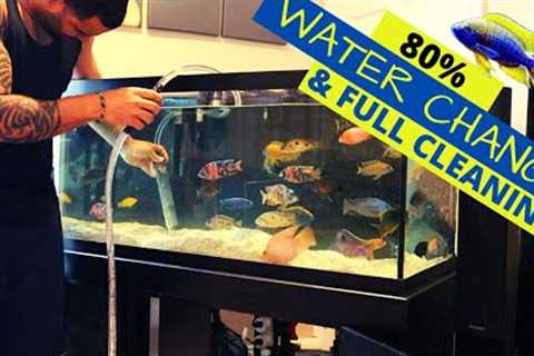 Aquarium Water Change - Sand Vac and Full Tank Cleaning (80% Water Change)