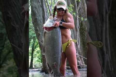 When you catch a fish as big as you😳 #shorts #fishing #bigfish #outdoors #lake #lakelife