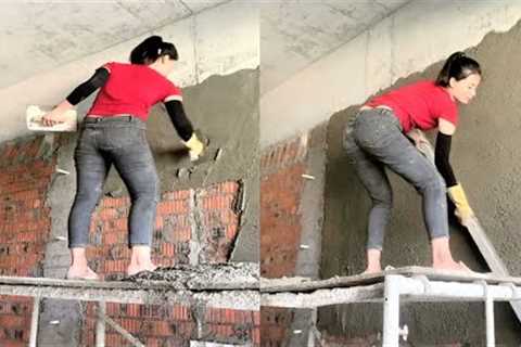 Young girl with great tiling skills - ultimate tiling skills | PART 49.