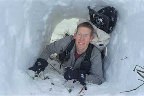 Camping Under the Snow in Survival Shelter