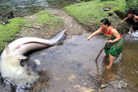 Survival skills: Find Catch Big Fish Stuck - Primitive Life And Cooking Fish