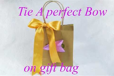 How to make a Bow | Ribbon bow | Bow making | Tie a ribbon on gift bag