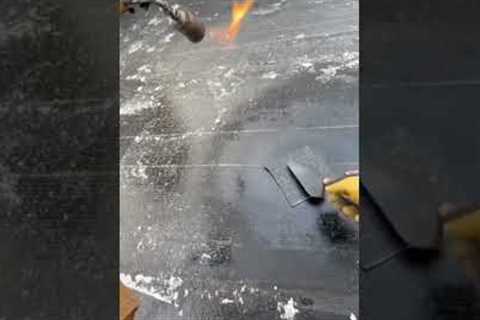 Flat roof repair torchdown patch. #shorts #roof #roofer #roofing #roofershelper #fyp #repair
