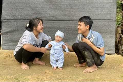 Help his wife garden and take care of her son, cook stream fish to eat