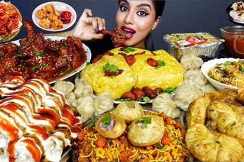 ASMR Eating Spicy Dragon Chicken Curry,Momos,Bhel Puri,Fried Rice,Egg Big Bites ASMR Eating Mukbang