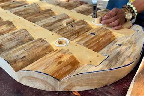 Incredible Woodworking Ideas From Solid Wood With Wooden Pegs // Outdoor Table With Cool Design