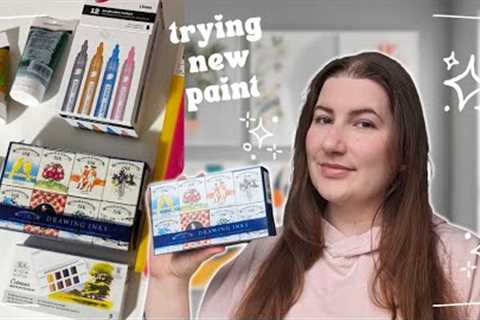 Art supplies haul + swatches! Testing new drawing inks, paint markers, and watercolors 🎨