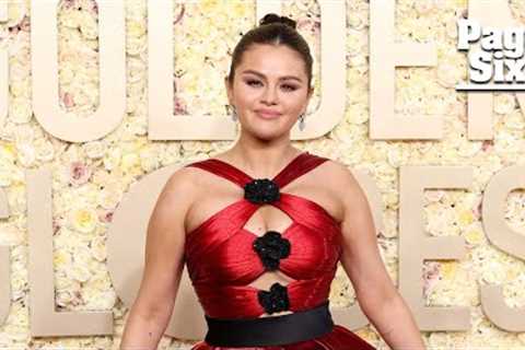 Selena Gomez flaunts curves at the Golden Globes 2024 in red cutout dress