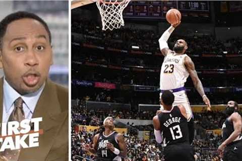 He’s almost 40! Insane - Stephen A. GOES CRAZY LeBron dunks on PG13, Lakers beat Clippers 106-103