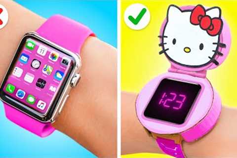 MY MOM MADE ME DIY HELLO KITTY GADGETS💖 Cardboard Crafts and Easy Parenting Hacks by 123 GO!