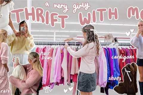 THRIFT WITH ME for my GIRLY side 🎀 *lace, bows, skirts and romantic vibes*