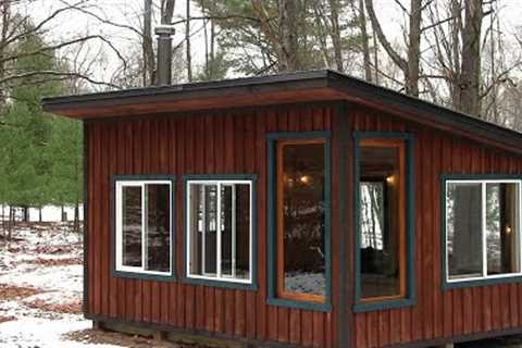 building a cozy off grid cabin in the woods start to finish