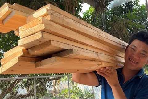 Building a Stylish Bar Counter from Recycled Wood. Efficient Pallet Wood Recycling Project.