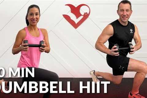 30 Min HIIT Workout with Dumbbells - No Repeat Full Body HIIT with Weights at Home for Fat Loss