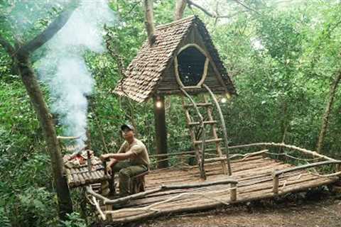 How To Building Tree Complete Wooden Bushcraft Shelter For Survival In The Wild Cooking