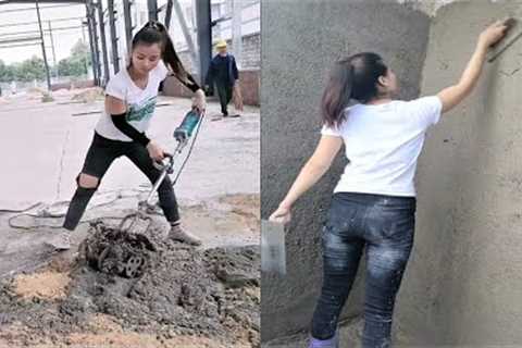 Young girl with great tiling skills - ultimate tiling skills | PART 41