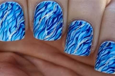 Blue NAIL ART 2024 | Easy Natural Short NAILS Design | At Home Manicure