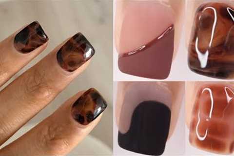TRENDY NEW NAIL ART IDEAS! brown fall nail art compilation 2023 using gel polish at home