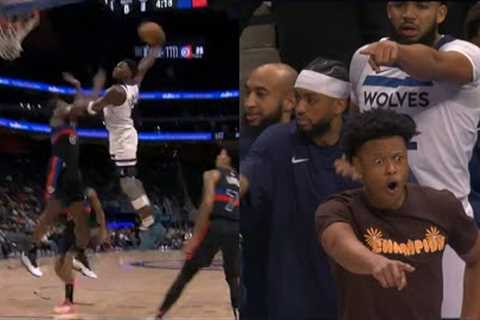 Anthony Edwards literally flies for insane dunk over Jalen Duren 🤯