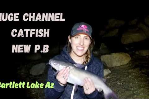 Huge Channel Catfish - Bartlett Lake AZ -  Winter Storm Fishing
