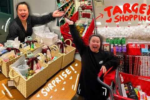 VLOG: surprising my neighbors for christmas, shopping at target, putting together gift baskets!
