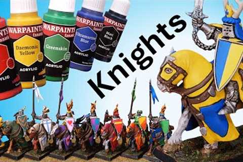 Bretonnian Knights of the Realm Painted with Warpaints Fanatic from The Army Painter.