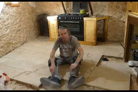 432. The restored floor is looking marbleous - Spanish farmhouse kitchen renovation