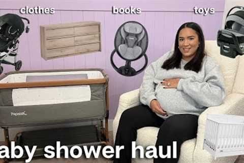 Baby Shower Haul 👼🏼🧸💕 first time mom baby registry gifts *clothes, toys, books, stroller, car..