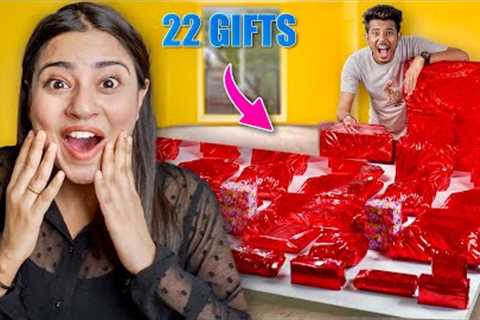 22 Gifts for her 22nd Birthday ! *Mayank surprised Nishu*