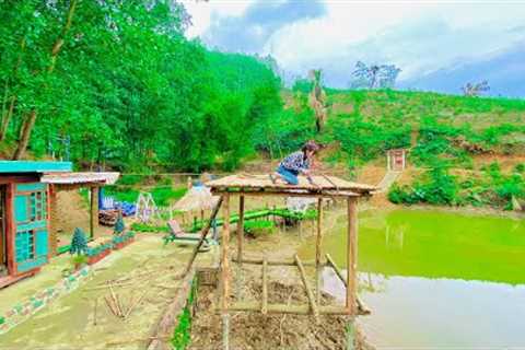 Finishing the Roof for the Wooden Hut. BUILDING A LOG CABIN (Wooden House) alone
