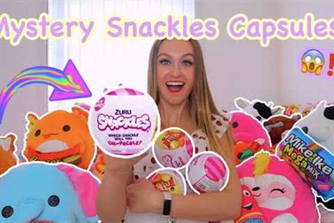 UNBOXING 10 MYSTERY MINI *SNACKLES* PLUSHIES CAPSULES!!😱✨🐻⁉️ (RARE PUPPY HUNT!!🫢🤞🏻)