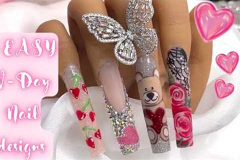 4 EASY+CUTE VDAY NAIL ART DESIGNS 💖💅🏼