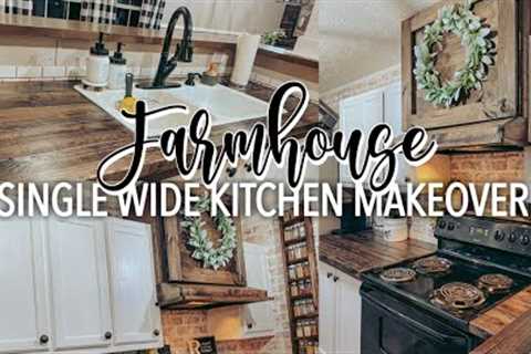 FARMHOUSE SINGLE WIDE MOBILE HOME KITCHEN REMODEL | mobile home makeover | BUDGET FRIENDLY 💰