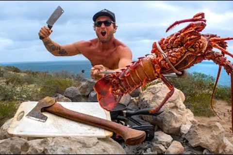 Bare Handed Catching LOBSTER in Rock Pools - Catch and Cook