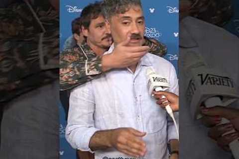 Pedro Pascal being CHAOTIC with Taika #themandalorian #starwars #tlou #pedropascal #daddy #shorts