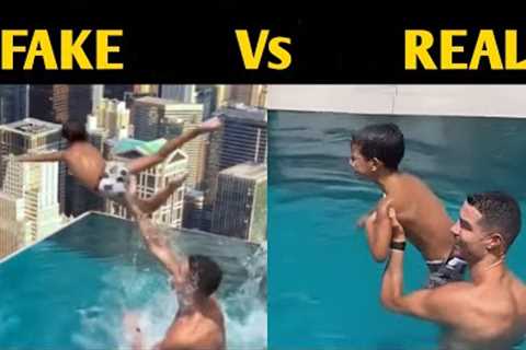 Cristiano Ronaldo Throwing his Son from Pool - FAKE Vs REAL Video