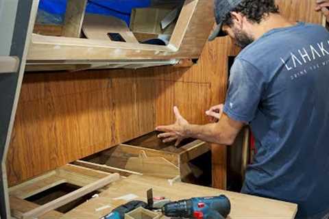 WHAT HAPPENED?! ⛵️ Liveaboard sailboat gets a NEW GALLEY (PART 2) - Boat Restoration Project